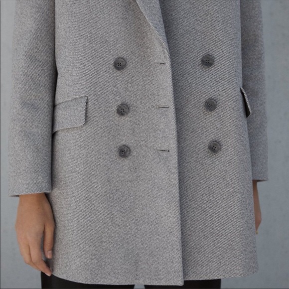 SOLD NWT ZARA DOUBLE BREASTED BUTTONED COAT - Picture 6 of 8